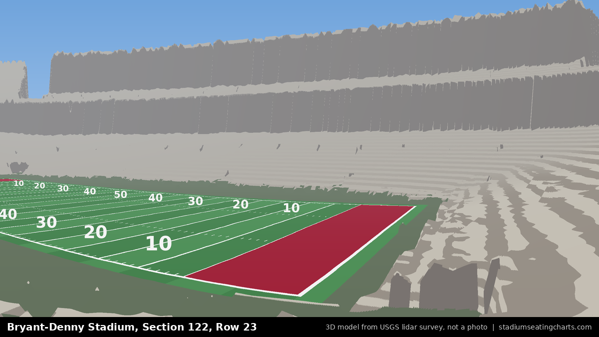 View from Bryant-Denny Stadium Section 122, Row 23, looking toward the field