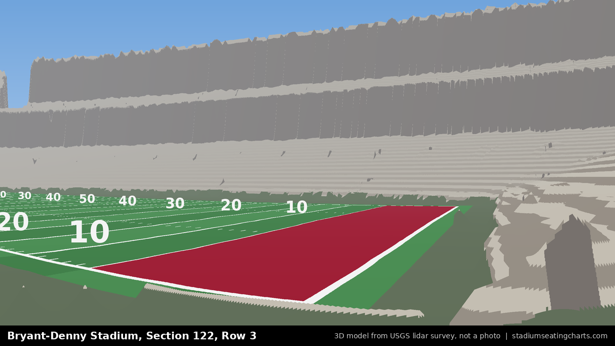View from Bryant-Denny Stadium Section 122, Row 3, looking toward the field