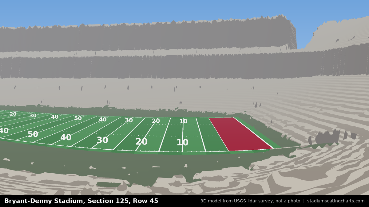 View from Bryant-Denny Stadium Section 125, Row 45, looking toward the field