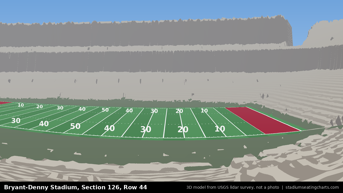 View from Bryant-Denny Stadium Section 126, Row 44, looking toward the field