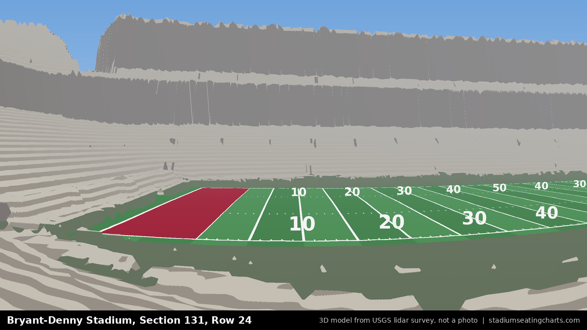 View from Bryant-Denny Stadium Section 131, Row 24, looking toward the field