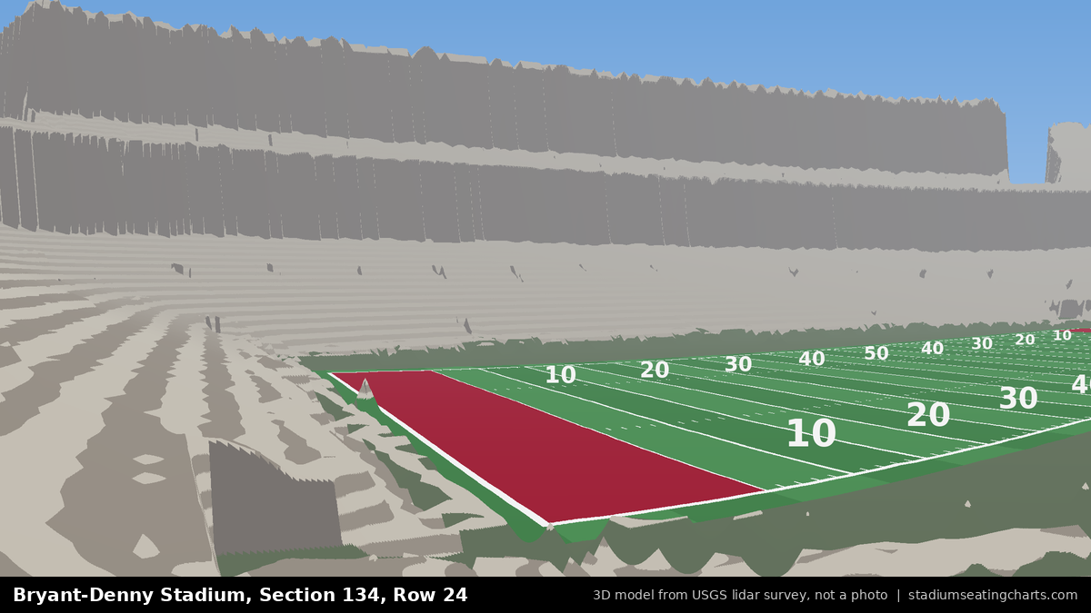 View from Bryant-Denny Stadium Section 134, Row 24, looking toward the field
