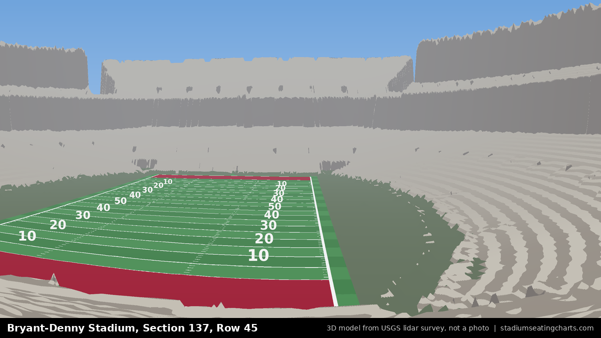 View from Bryant-Denny Stadium Section 137, Row 45, looking toward the field