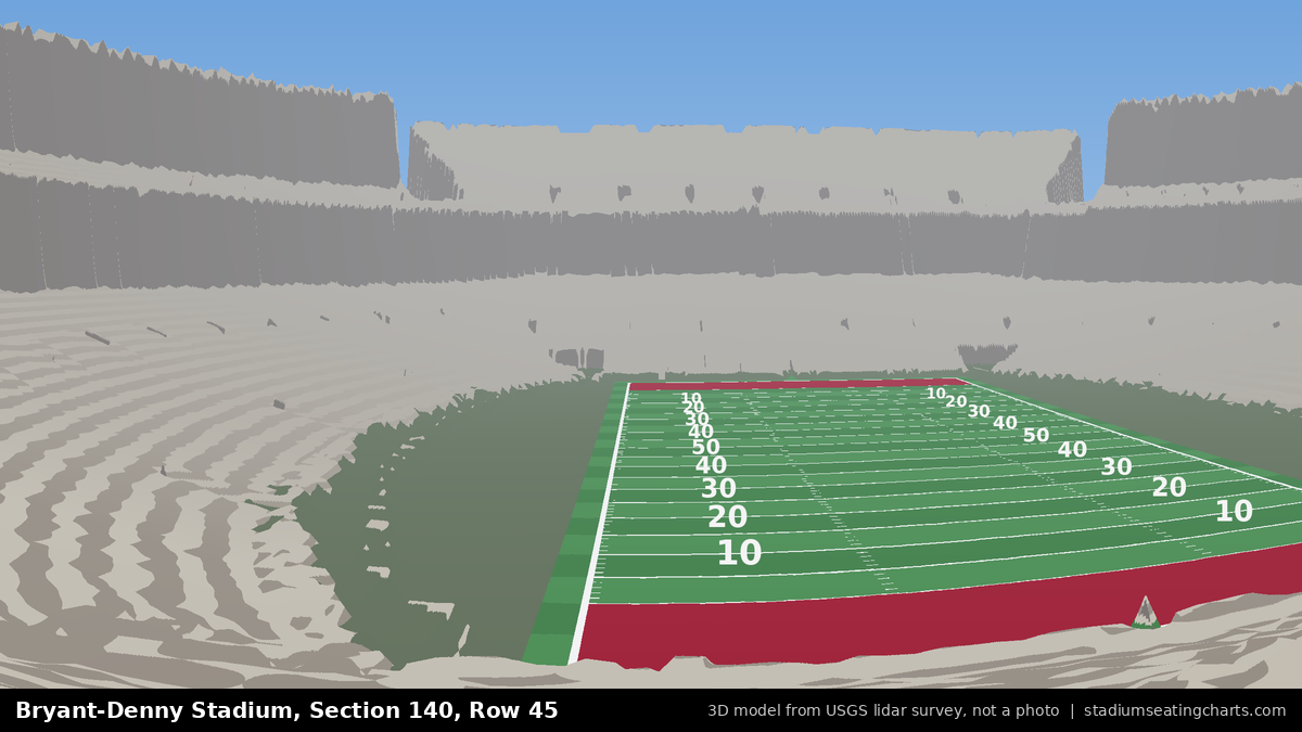 View from Bryant-Denny Stadium Section 140, Row 45, looking toward the field