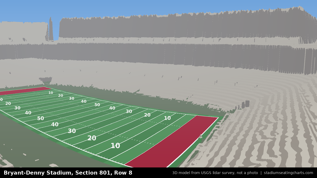 View from Bryant-Denny Stadium Section 801, Row 8, looking toward the field