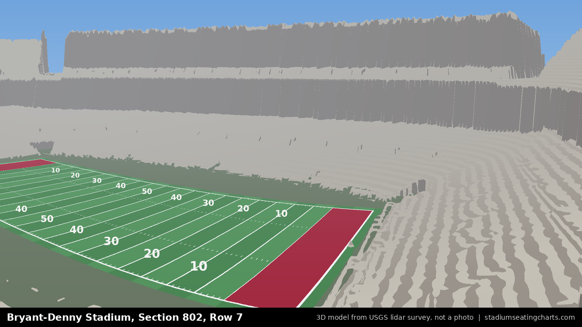 View from Bryant-Denny Stadium Section 802, Row 7, looking toward the field