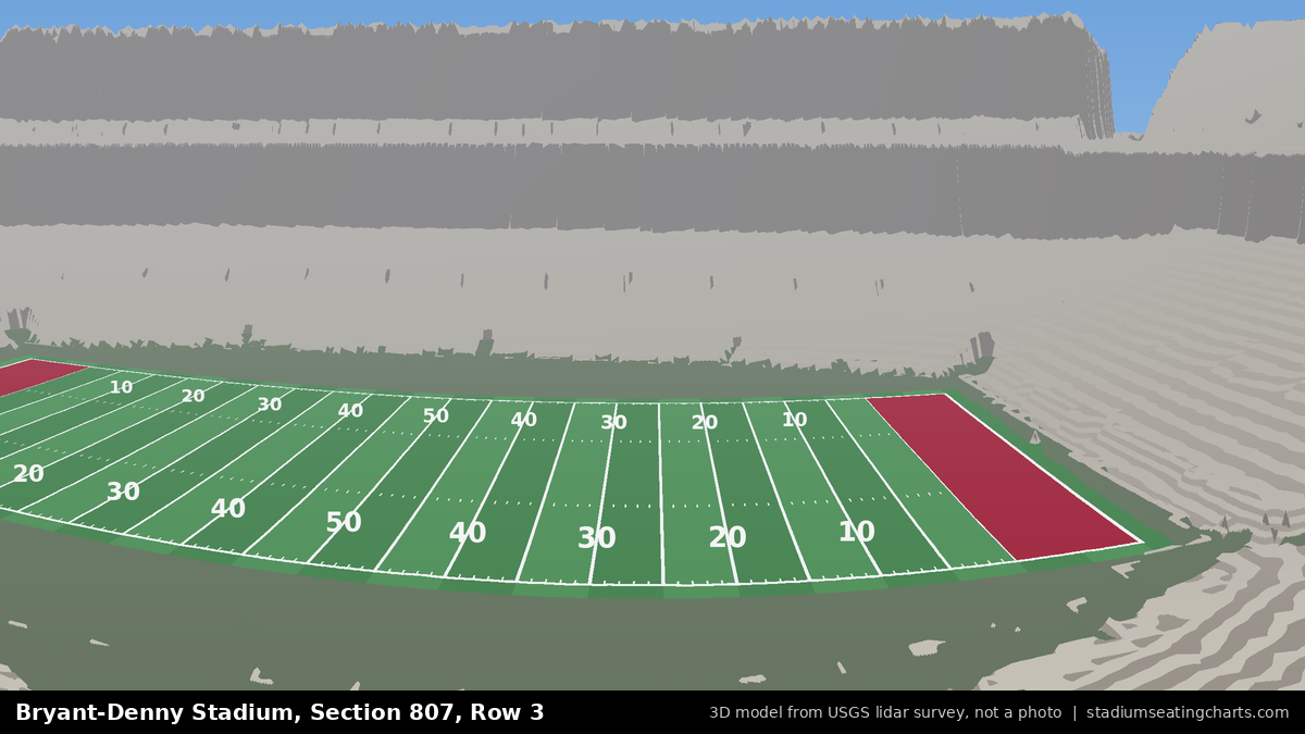 View from Bryant-Denny Stadium Section 807, Row 3, looking toward the field