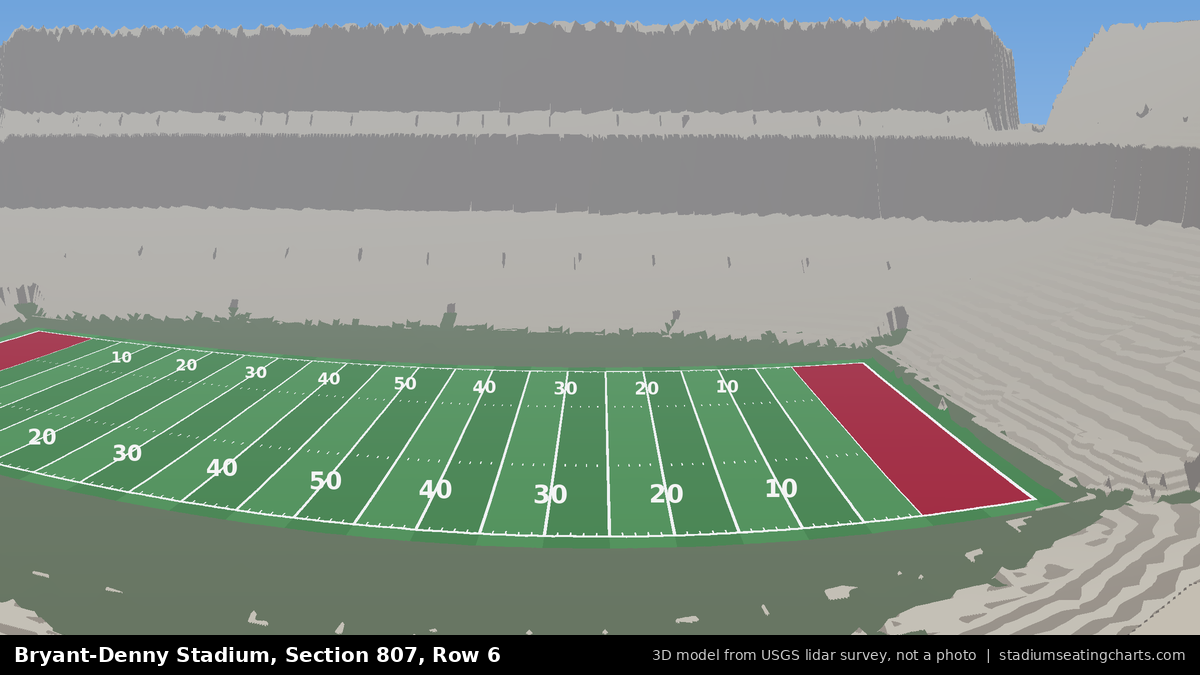 View from Bryant-Denny Stadium Section 807, Row 6, looking toward the field