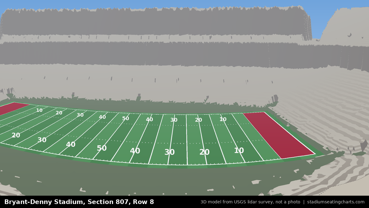 View from Bryant-Denny Stadium Section 807, Row 8, looking toward the field