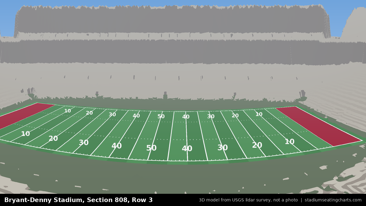 View from Bryant-Denny Stadium Section 808, Row 3, looking toward the field