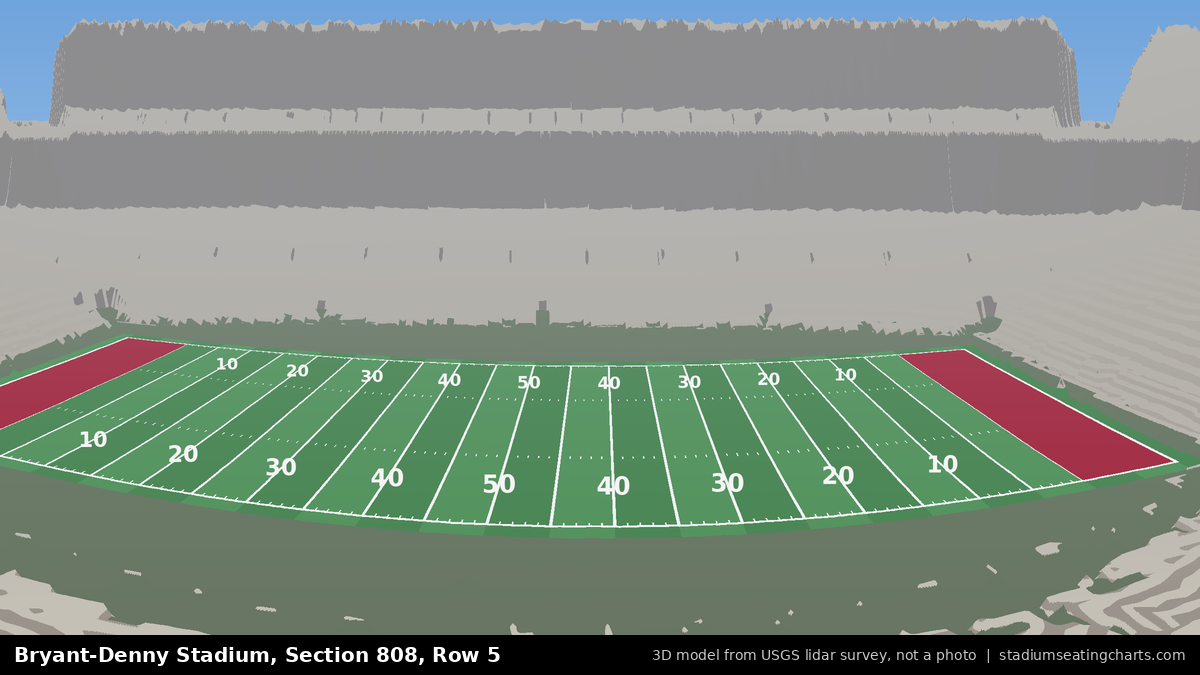 View from Bryant-Denny Stadium Section 808, Row 5, looking toward the field