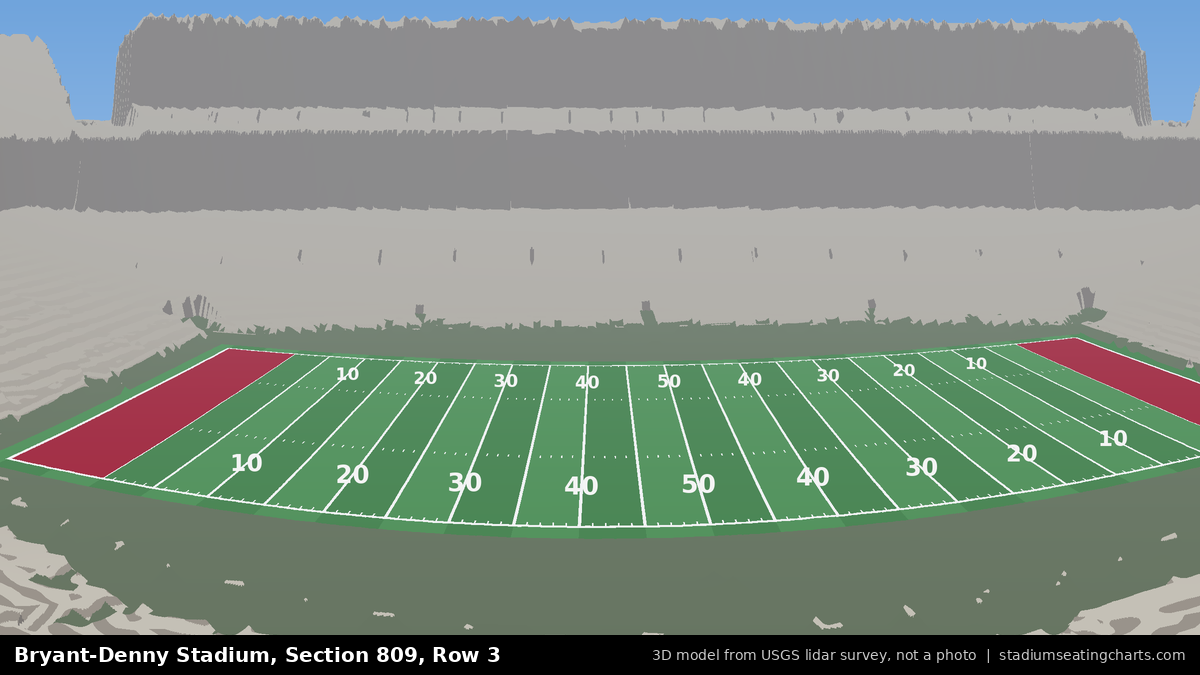 View from Bryant-Denny Stadium Section 809, Row 3, looking toward the field