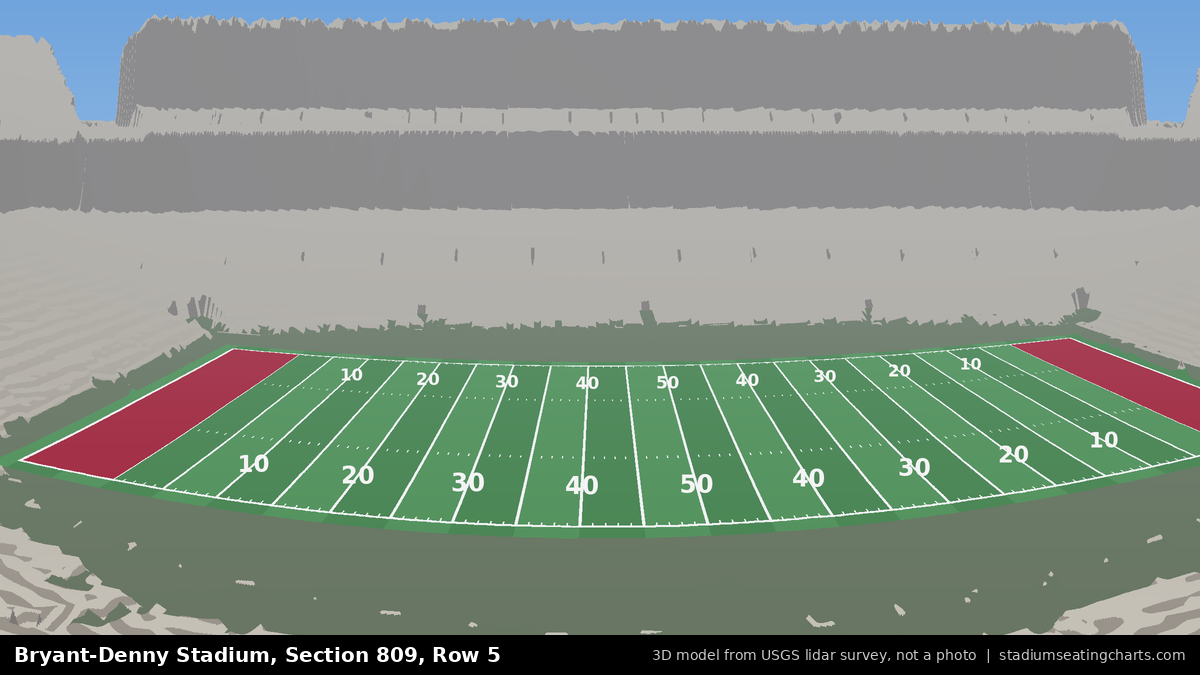 View from Bryant-Denny Stadium Section 809, Row 5, looking toward the field
