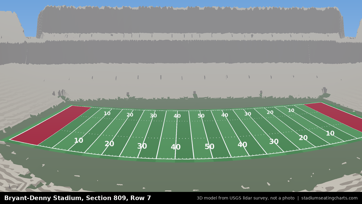 View from Bryant-Denny Stadium Section 809, Row 7, looking toward the field