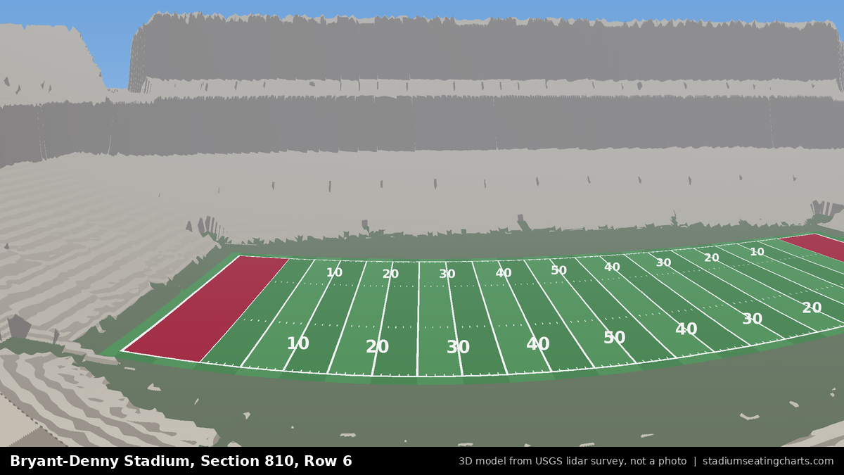 View from Bryant-Denny Stadium Section 810, Row 6, looking toward the field