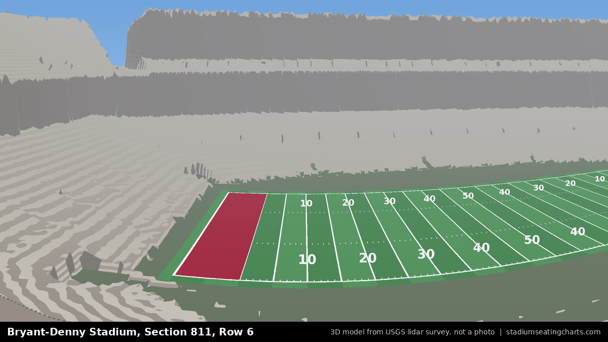View from Bryant-Denny Stadium Section 811, Row 6, looking toward the field