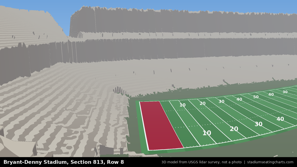 View from Bryant-Denny Stadium Section 813, Row 8, looking toward the field