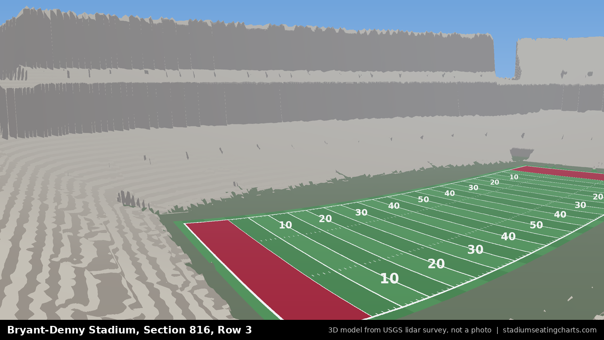 View from Bryant-Denny Stadium Section 816, Row 3, looking toward the field