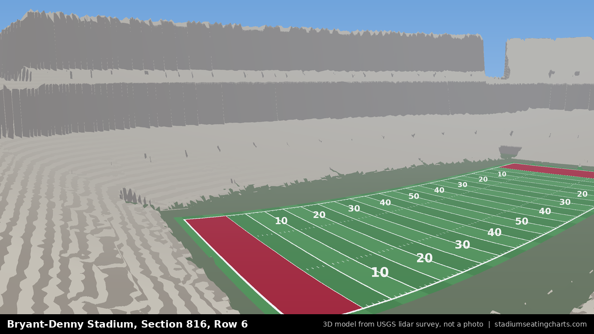 View from Bryant-Denny Stadium Section 816, Row 6, looking toward the field