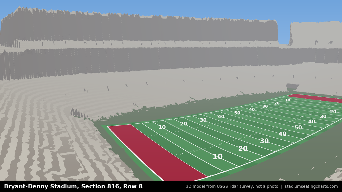 View from Bryant-Denny Stadium Section 816, Row 8, looking toward the field