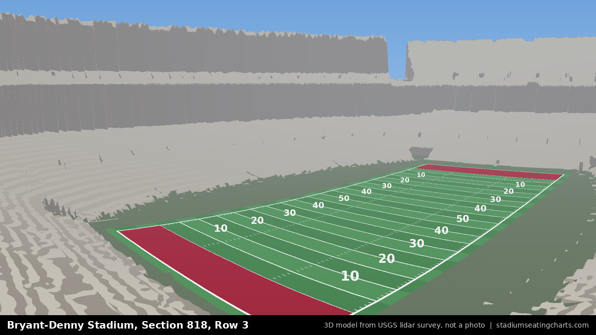View from Bryant-Denny Stadium Section 818, Row 3, looking toward the field