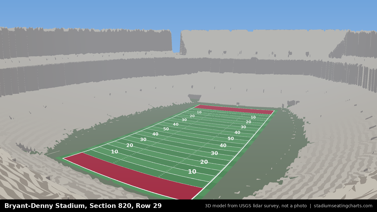 View from Bryant-Denny Stadium Section 820, Row 29, looking toward the field