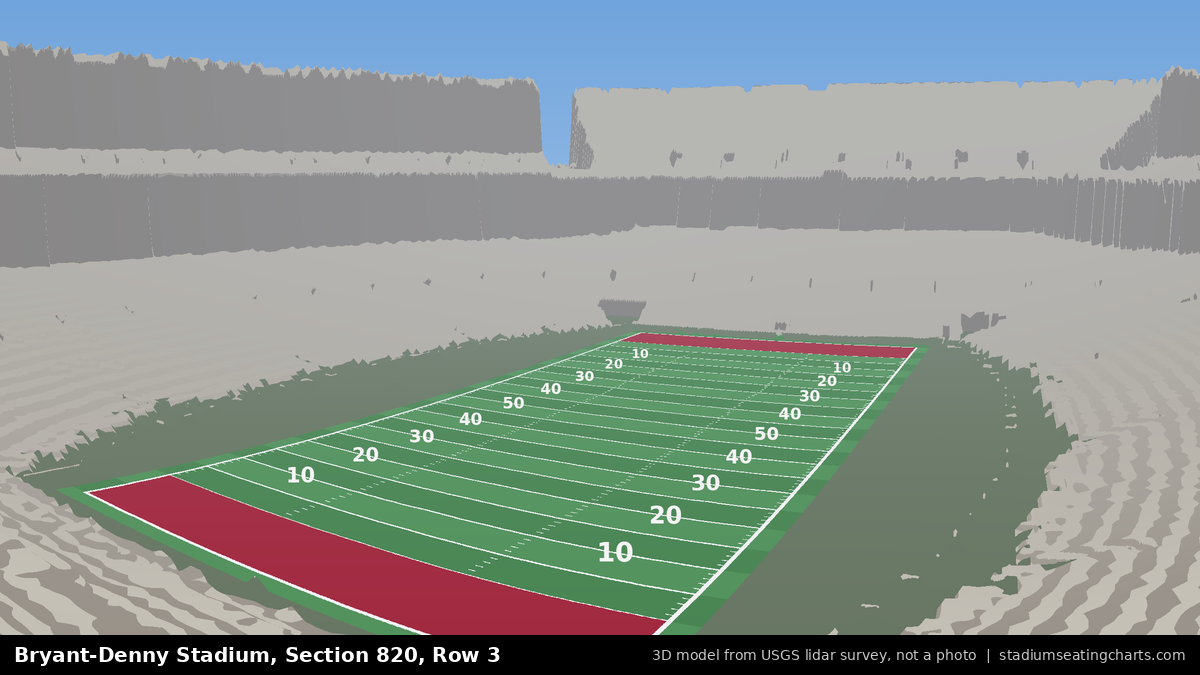 View from Bryant-Denny Stadium Section 820, Row 3, looking toward the field