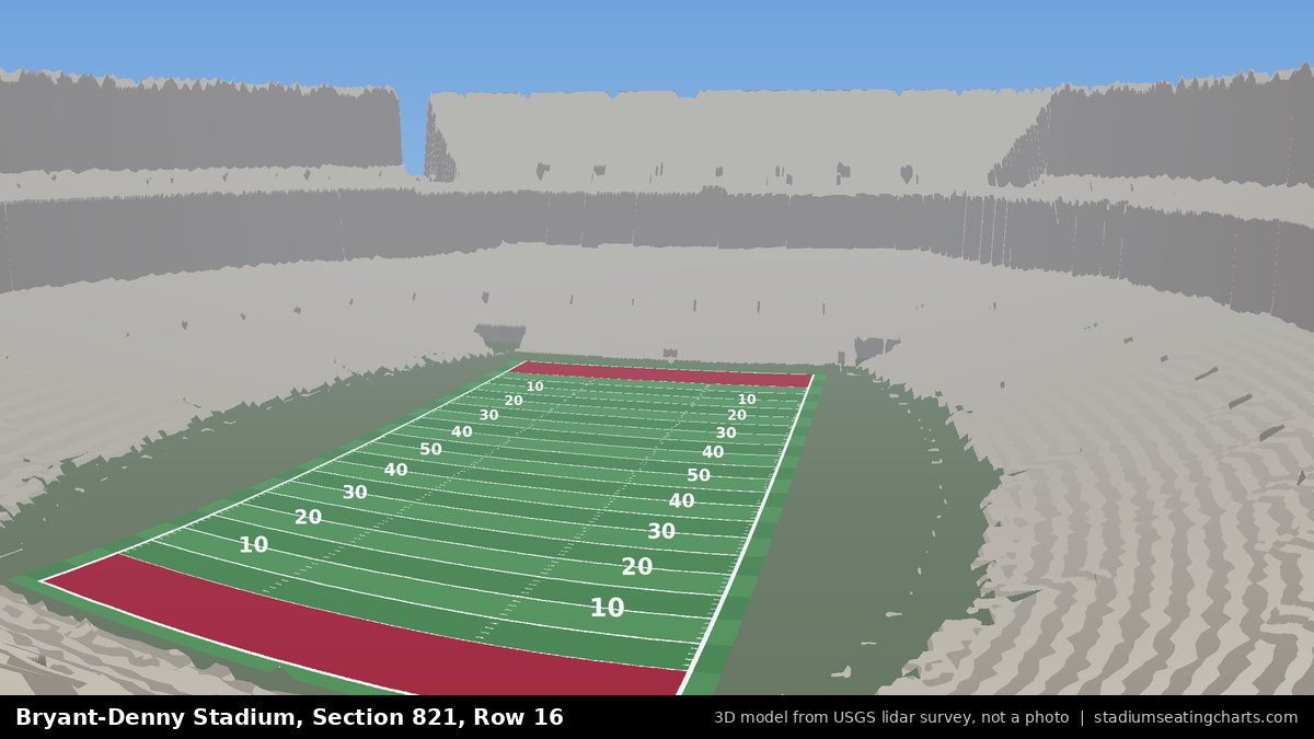 View from Bryant-Denny Stadium Section 821, Row 16, looking toward the field