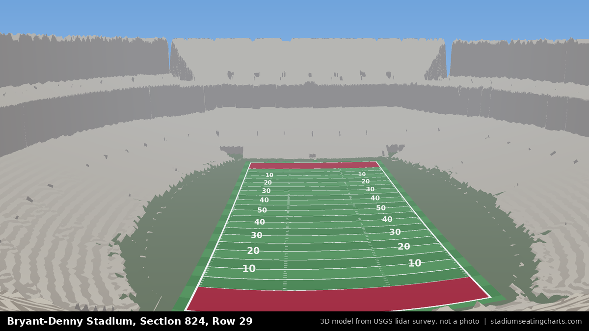 View from Bryant-Denny Stadium Section 824, Row 29, looking toward the field