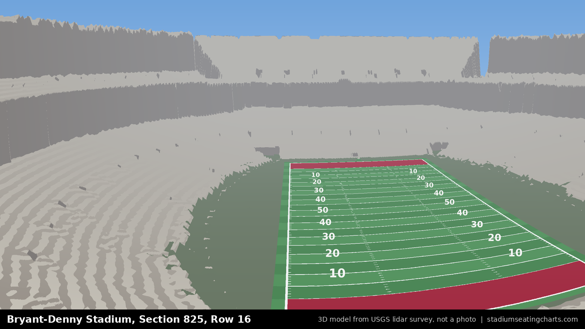 View from Bryant-Denny Stadium Section 825, Row 16, looking toward the field