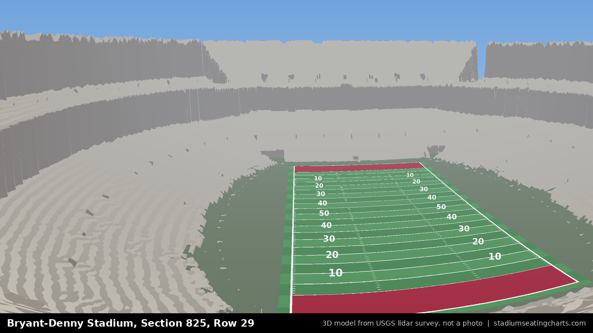 View from Bryant-Denny Stadium Section 825, Row 29, looking toward the field