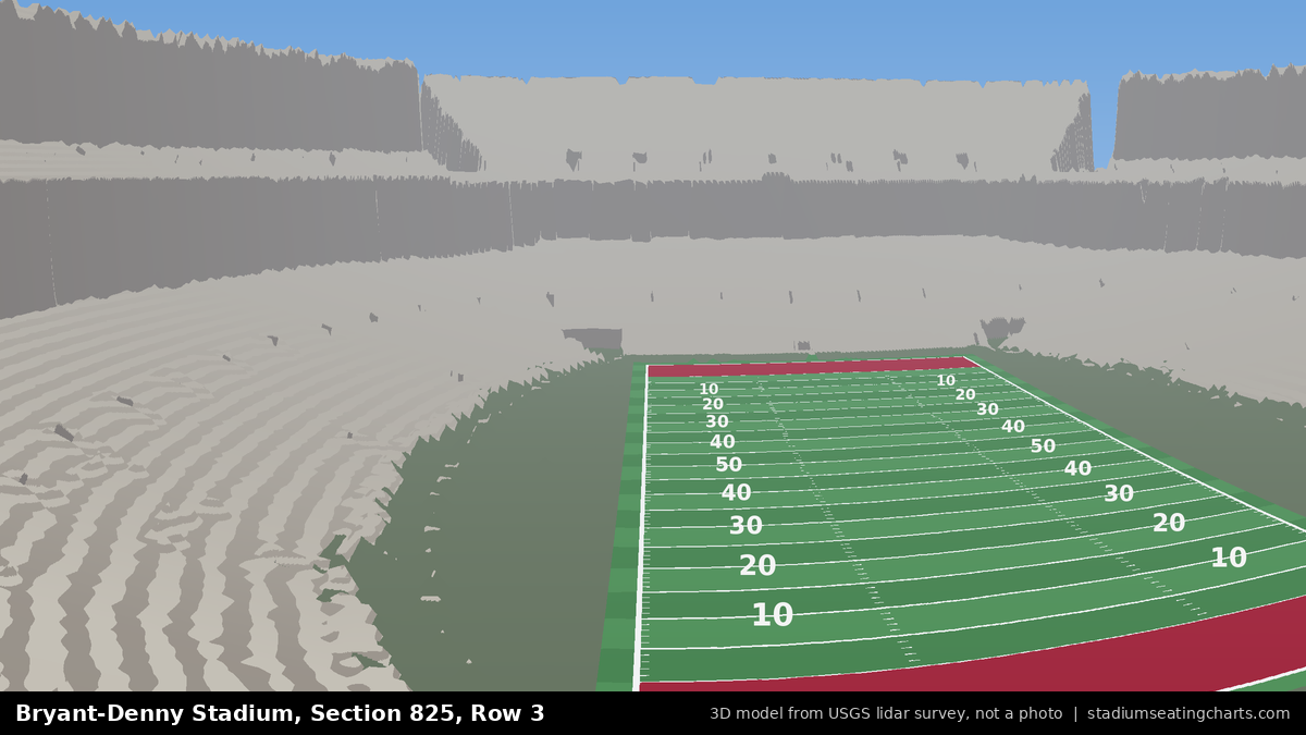 View from Bryant-Denny Stadium Section 825, Row 3, looking toward the field