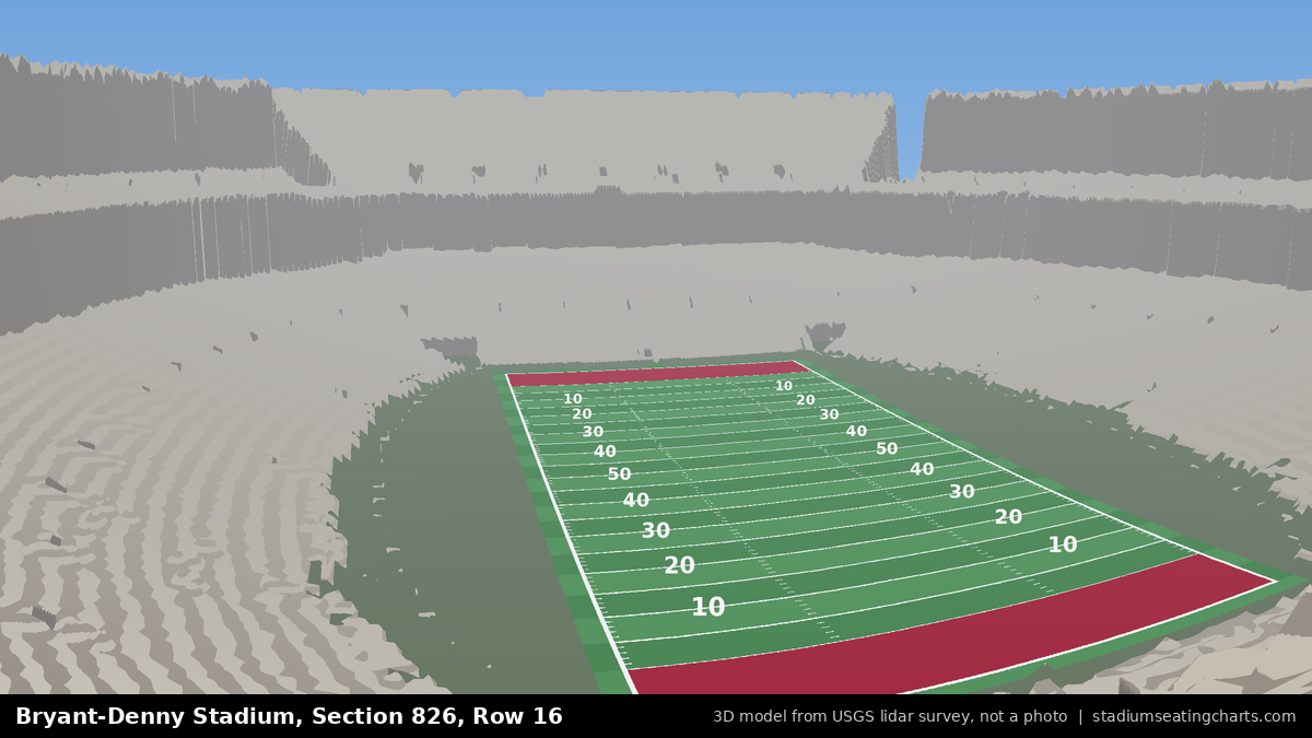 View from Bryant-Denny Stadium Section 826, Row 16, looking toward the field
