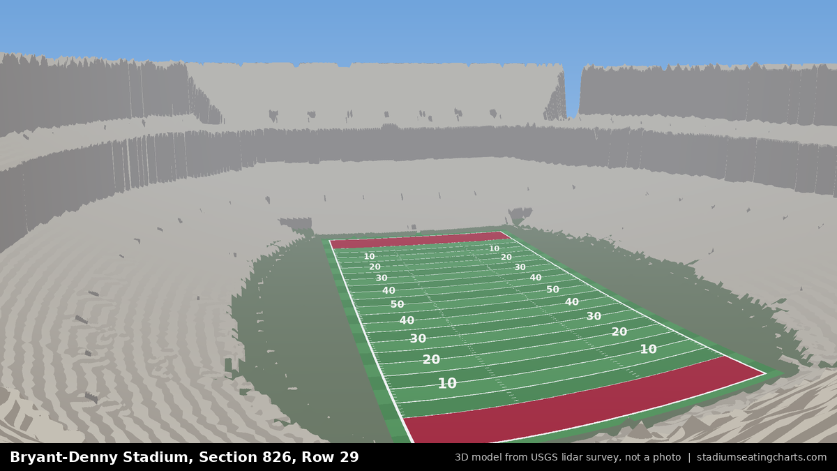 View from Bryant-Denny Stadium Section 826, Row 29, looking toward the field