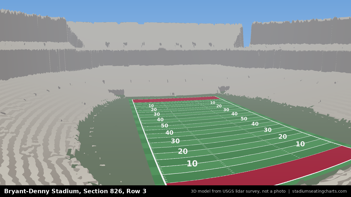 View from Bryant-Denny Stadium Section 826, Row 3, looking toward the field