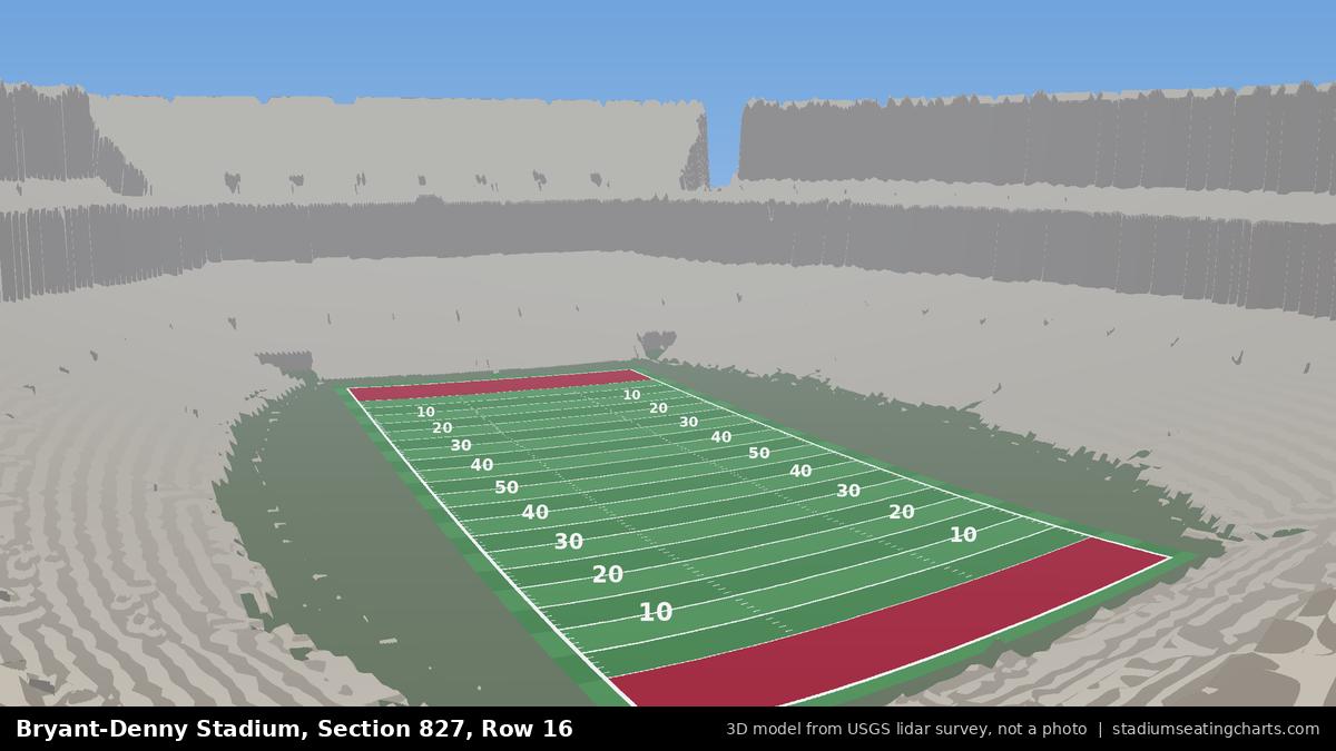 View from Bryant-Denny Stadium Section 827, Row 16, looking toward the field