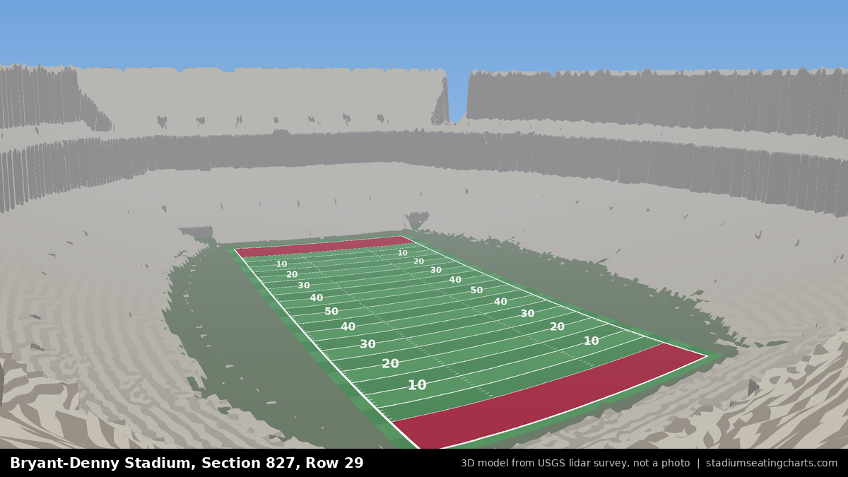 View from Bryant-Denny Stadium Section 827, Row 29, looking toward the field