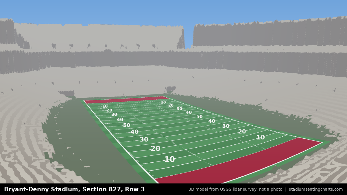 View from Bryant-Denny Stadium Section 827, Row 3, looking toward the field