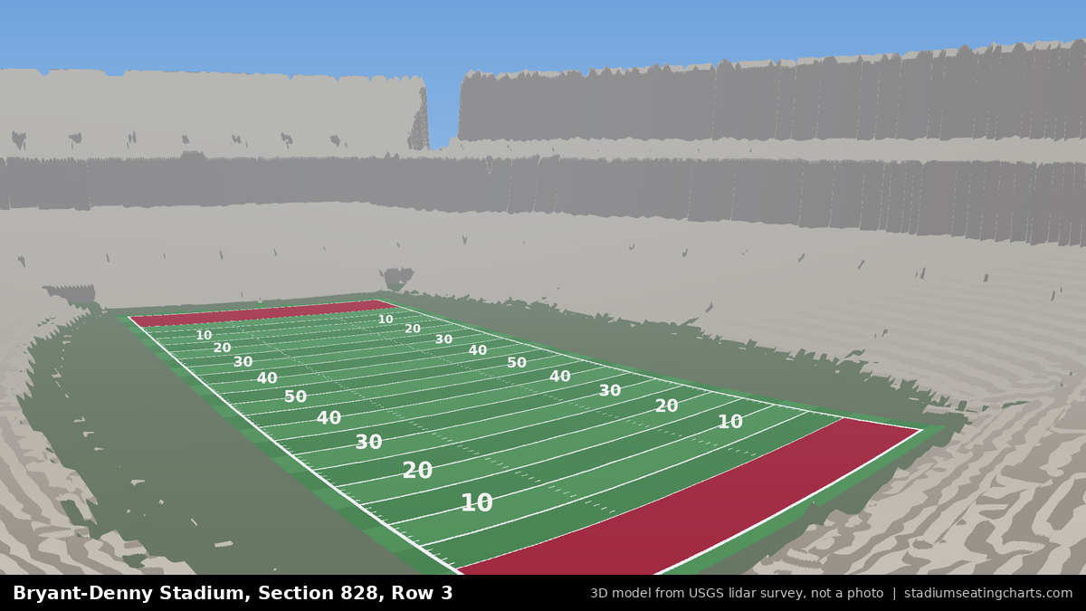 View from Bryant-Denny Stadium Section 828, Row 3, looking toward the field