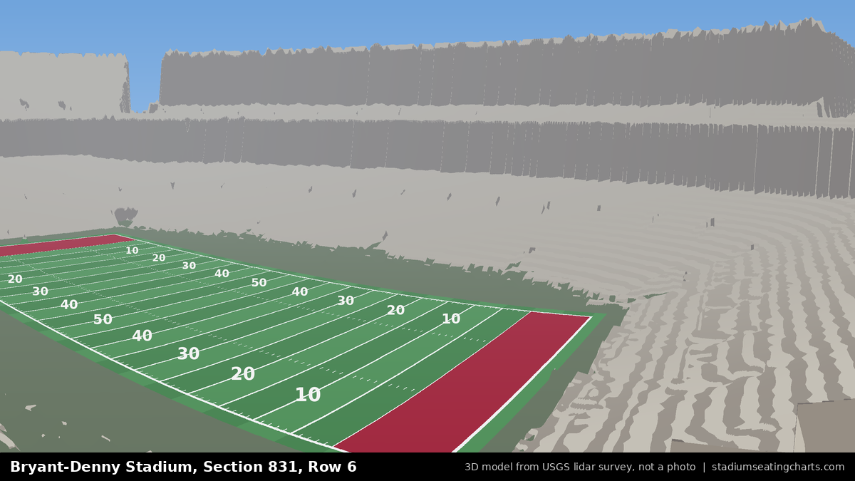 View from Bryant-Denny Stadium Section 831, Row 6, looking toward the field