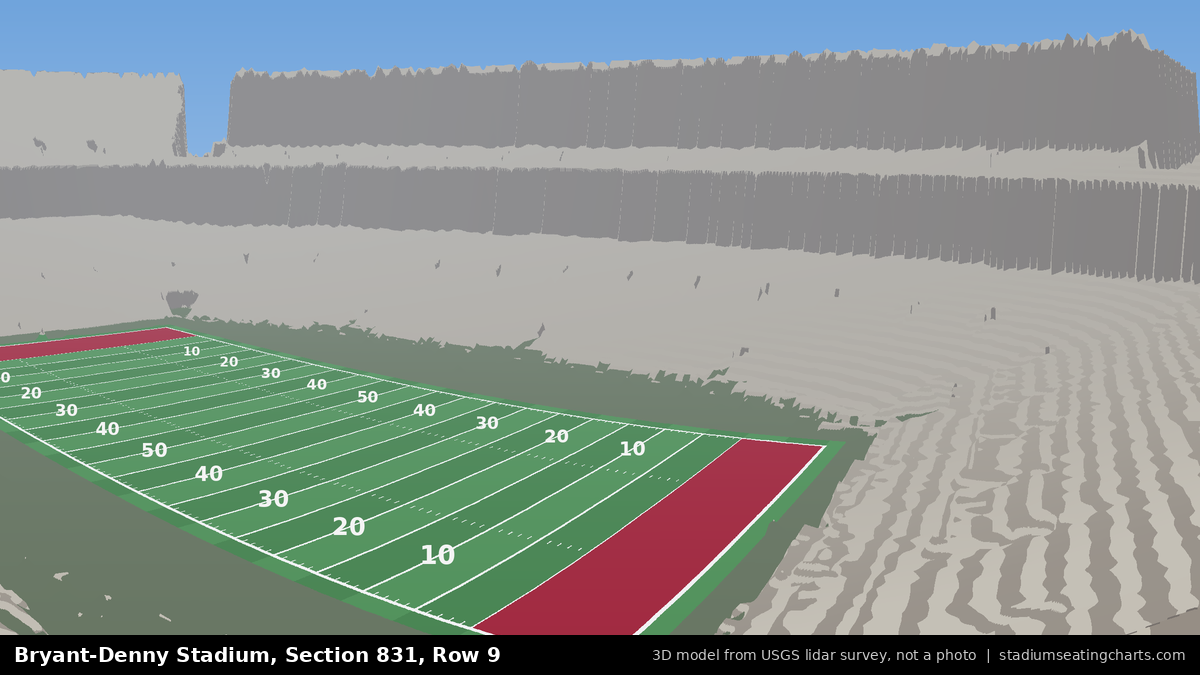View from Bryant-Denny Stadium Section 831, Row 9, looking toward the field