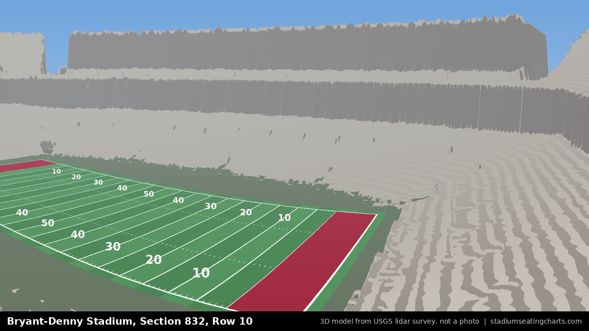 View from Bryant-Denny Stadium Section 832, Row 10, looking toward the field
