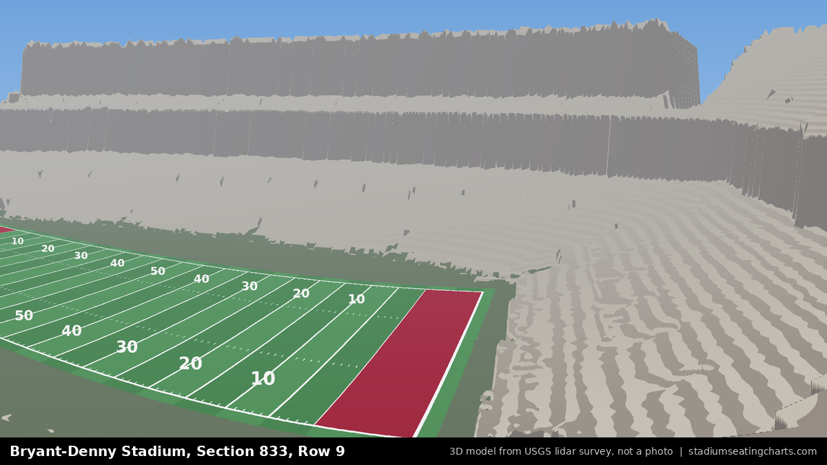 View from Bryant-Denny Stadium Section 833, Row 9, looking toward the field