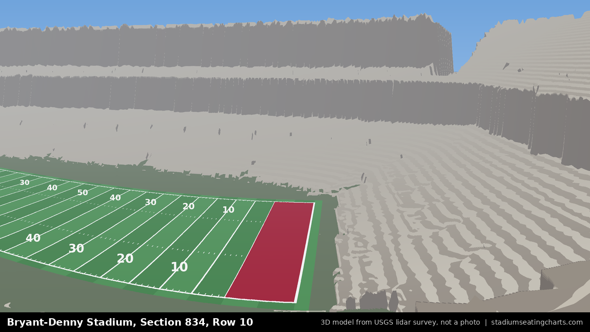 View from Bryant-Denny Stadium Section 834, Row 10, looking toward the field