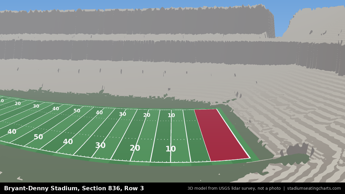 View from Bryant-Denny Stadium Section 836, Row 3, looking toward the field