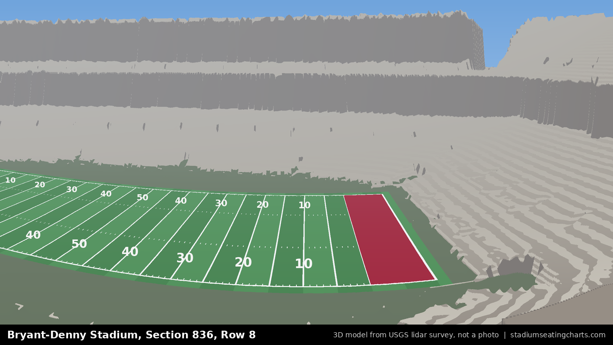 View from Bryant-Denny Stadium Section 836, Row 8, looking toward the field