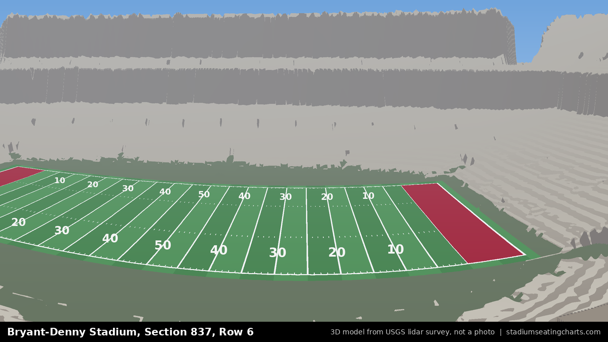 View from Bryant-Denny Stadium Section 837, Row 6, looking toward the field