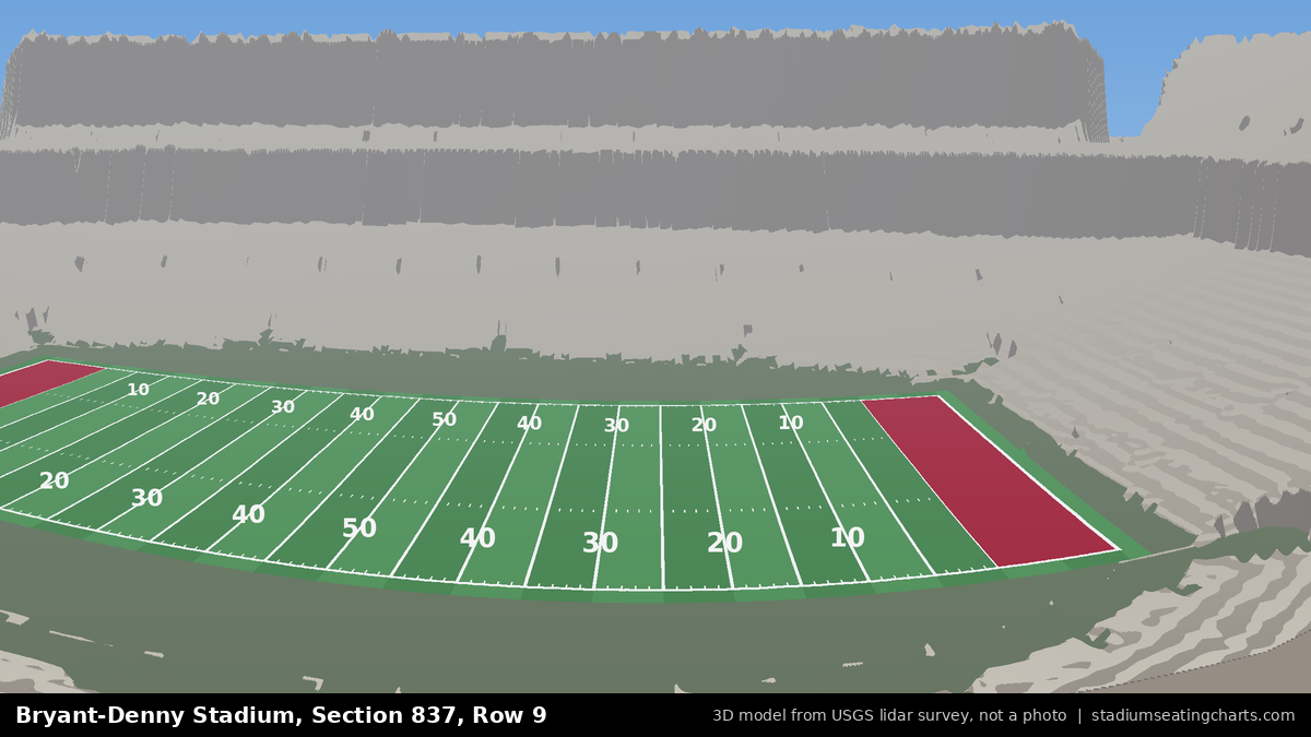 View from Bryant-Denny Stadium Section 837, Row 9, looking toward the field