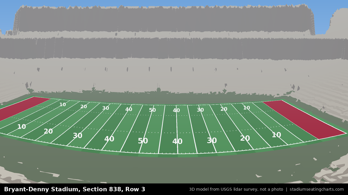 View from Bryant-Denny Stadium Section 838, Row 3, looking toward the field