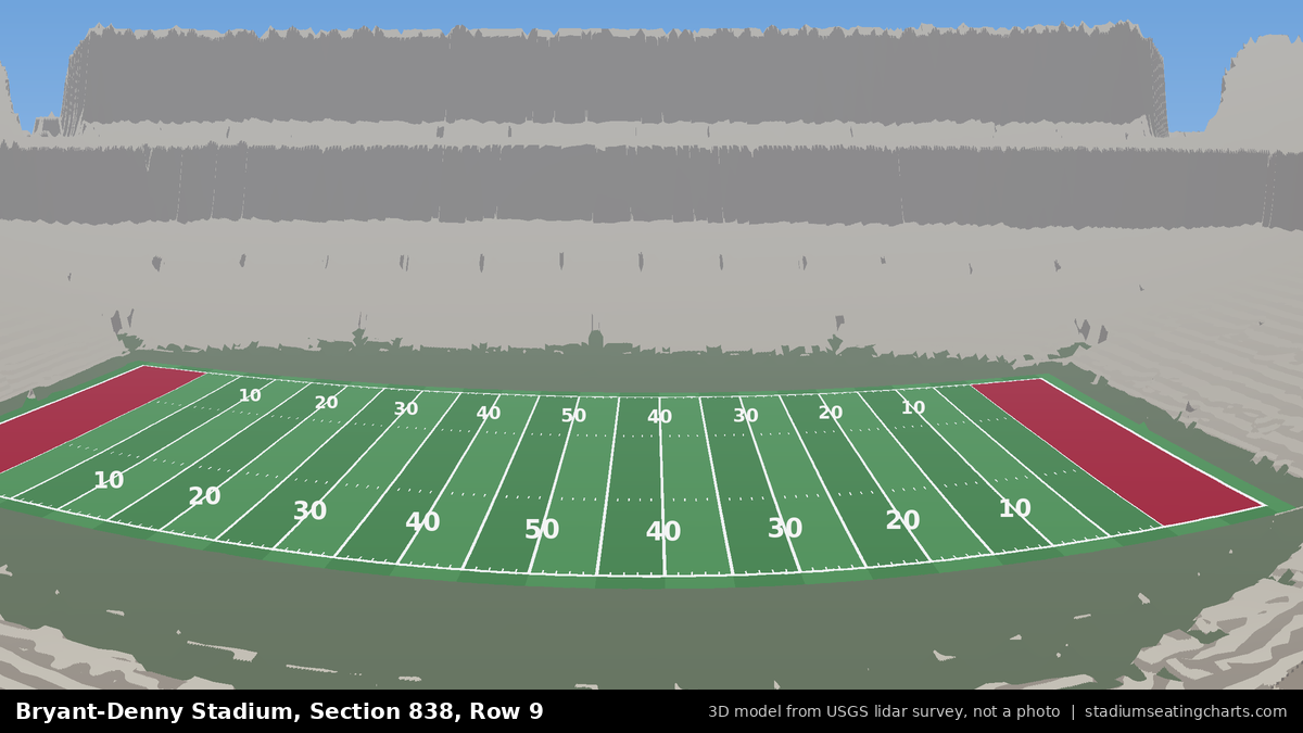 View from Bryant-Denny Stadium Section 838, Row 9, looking toward the field